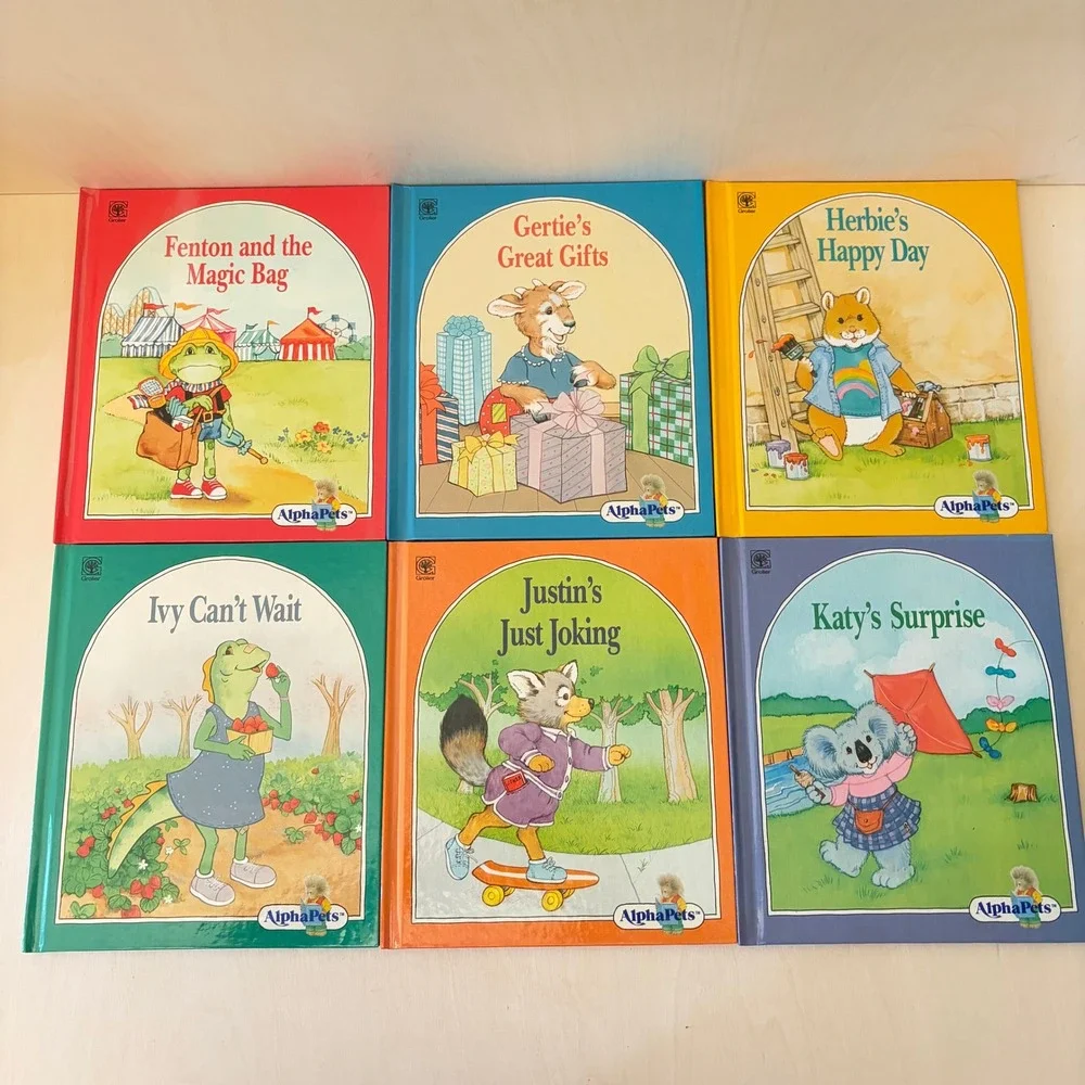 Grolier AlphaPets Lot of 14 Vintage Childrens Books Educational Nostalgia Animal
